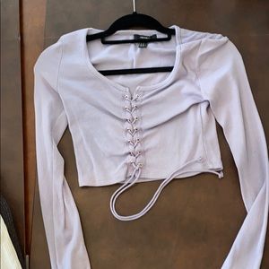 Purple Long Sleeve Crop Top